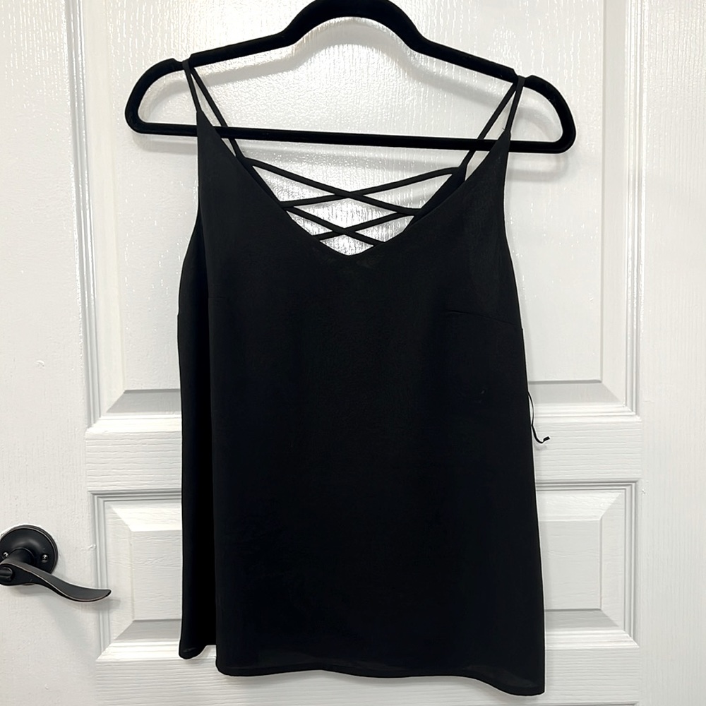 NWT 1.STATE Women’s Lattice Back V-Neck Cami Top Black - Size XS